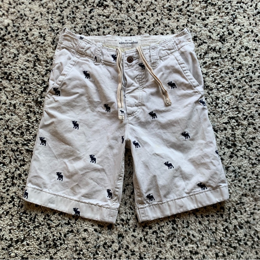 Abercrombie Kids Cream Navy Blue Moose Logo All Over Print Size 14 Youth